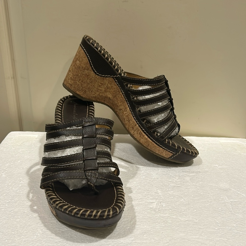 American Eagle Outfitters Brown and Tan Wedge Sandals